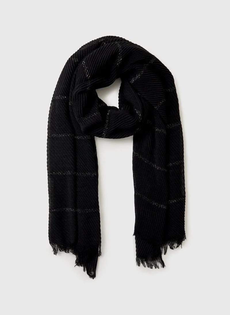 Matalan Black Crinkle Detail Scarf